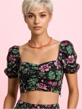 ZARA Floral Print Crop Top Size Small NWT